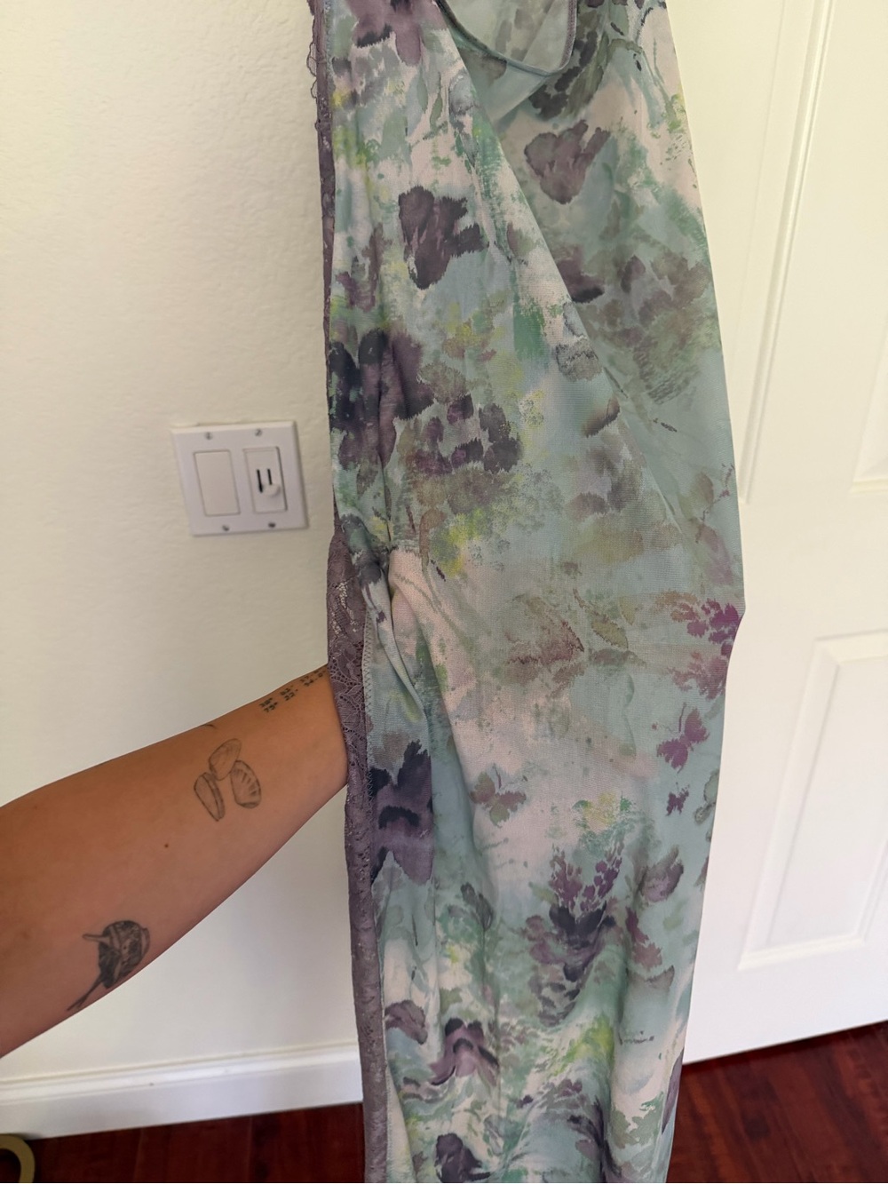 Free People Lavender & Sage Floral Lace Slip Dress - Picture 4 of 7